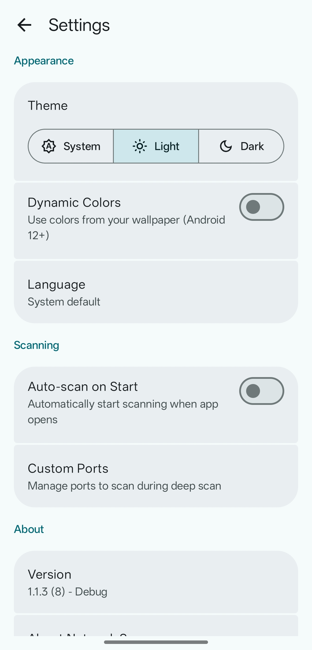 Settings Screen